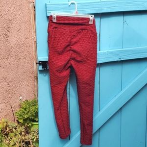Burgundy Warm Interior High Waist Mesh Butt Leggin